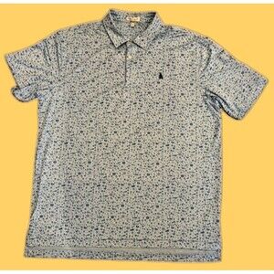 Peter Millar Men's XL Shirt Summer Comfort Golf Polo Blue Concert Party Guitar